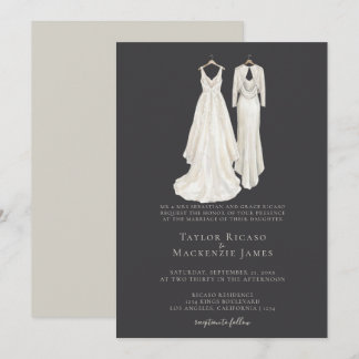Elegant Gay Wedding Two Brides in Dresses Invitation
