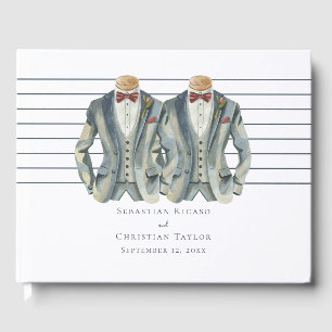 Elegant Gay Wedding Two Grooms in Suits Guest Book