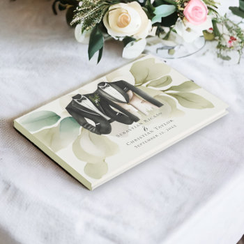 Elegant Gay Wedding Two Grooms In Suits Guest Book by Ricaso_Wedding at Zazzle