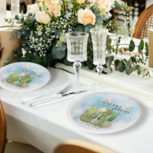 Elegant Gazebo   flowers doves Wedding Luxury Paper Plates