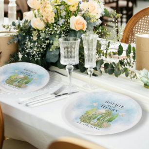 Elegant Gazebo   flowers doves Wedding Luxury Paper Plates