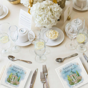 Elegant Gazebo flowers white doves Bridal Shower Napkins