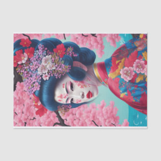 Elegant Geisha And Cherry Blossom Tissue Paper