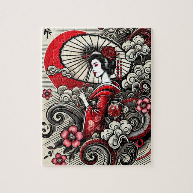 Elegant Geisha Artwork Puzzle (Vertical)
