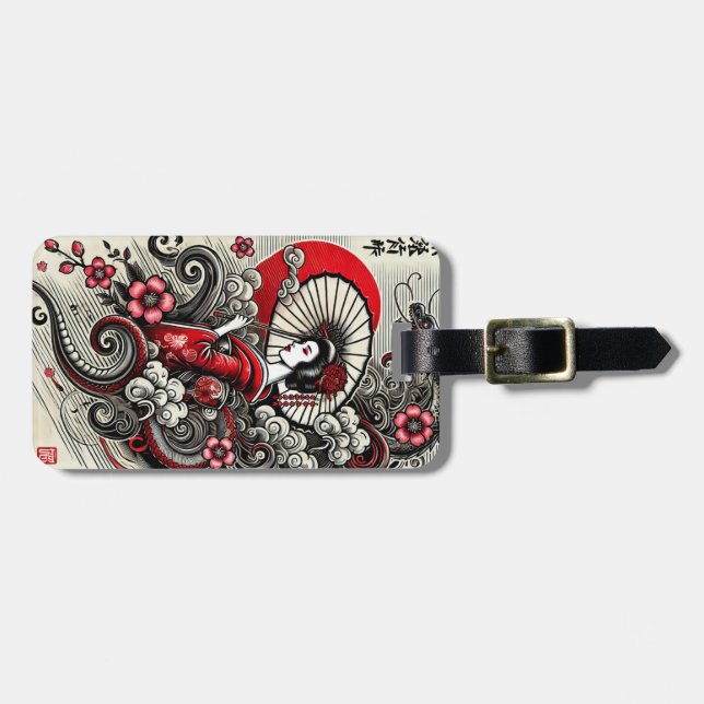 Elegant Geisha Luggage Tag (Front Horizontal)