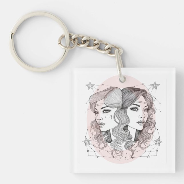 Elegant Gemini style  Keychain (Front)