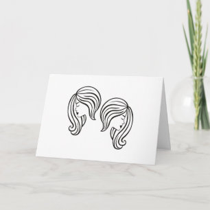 Elegant Gemini Zodiac Sign Modern Line Art Card
