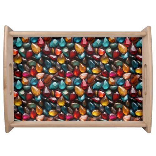 Elegant Gemstone Array in Vibrant Tones Serving Tray