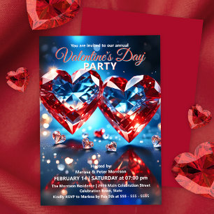Elegant Gemstone Hearts Valentine's Day Party Invitation