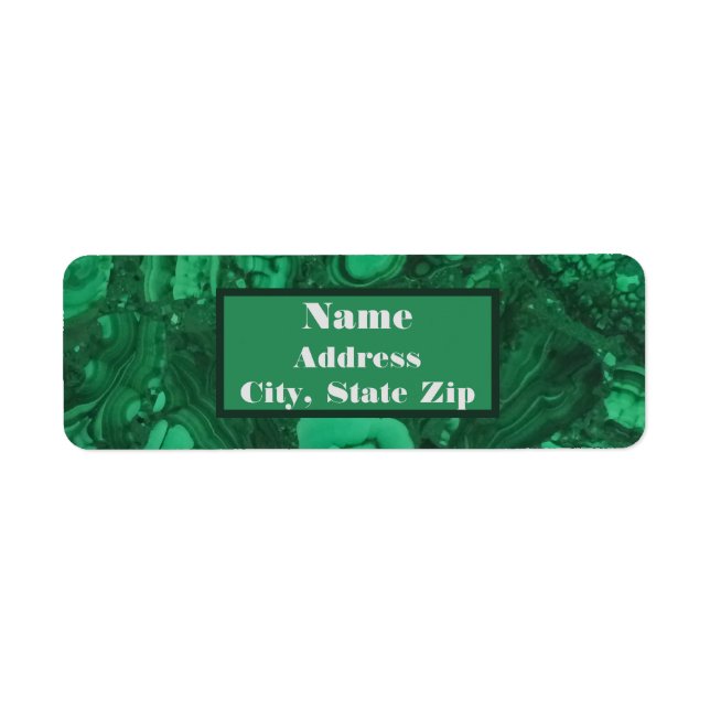 Elegant Gemstone Modern Marbled Green Abstract Label (Front)