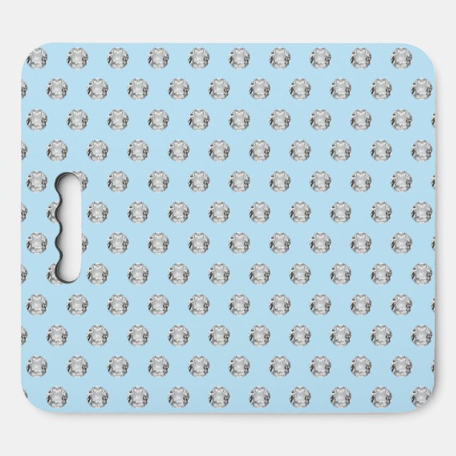 Elegant Gemstone Pattern on Light Blue Stadium Seat Cushion (Front Horizontal)