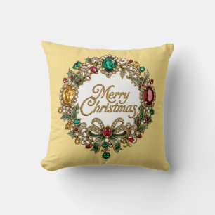 Elegant Gemstone Wreath Double-Sided Throw Pillow