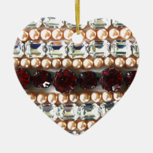 Elegant gemstones diamonds pearls rubies ceramic ornament