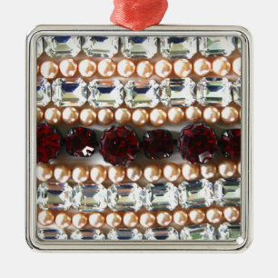Elegant gemstones diamonds pearls rubies metal ornament