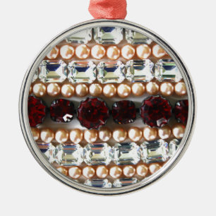 Elegant gemstones diamonds pearls rubies metal ornament