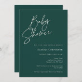 Elegant Gender Neutral Baby Shower | Dark Green Invitation (Front/Back)