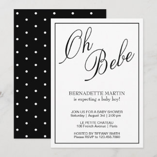 Elegant Gender Neutral Black and White Baby Shower Invitation