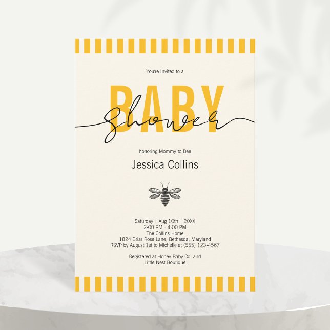 Elegant Gender Neutral Mommy to Bee Baby Shower Invitation (Elegant Gender Neutral Mommy to Bee Baby Shower Invitation)