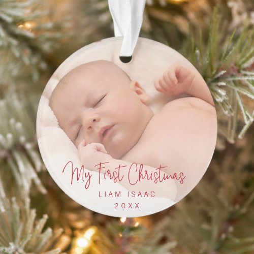Elegant Gender Neutral Photo Baby First Christmas Ornament