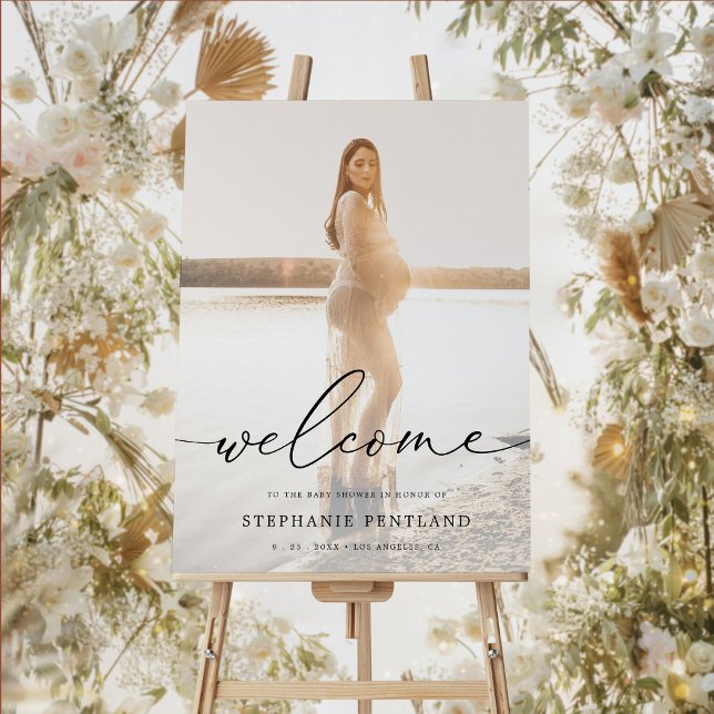 Elegant Gender Neutral Photo Baby Shower Welcome Poster (Creator Uploaded)