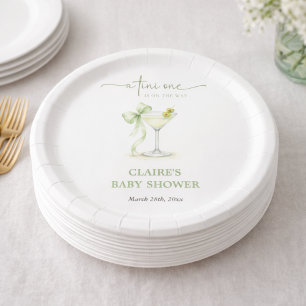 Elegant Gender Neutral Tini One Baby Shower Paper Plates
