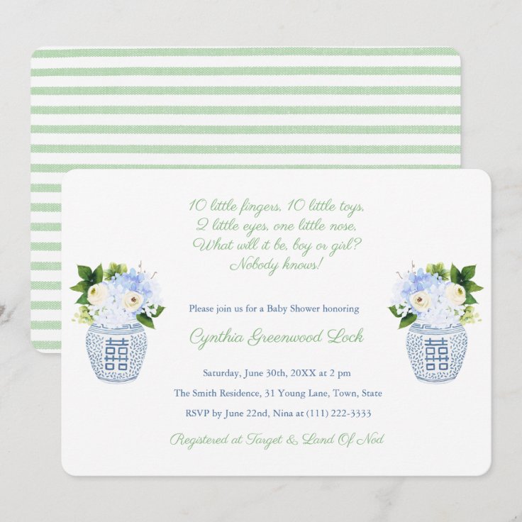 Elegant Gender Unknown Poem Baby Shower Party Invitation Zazzle