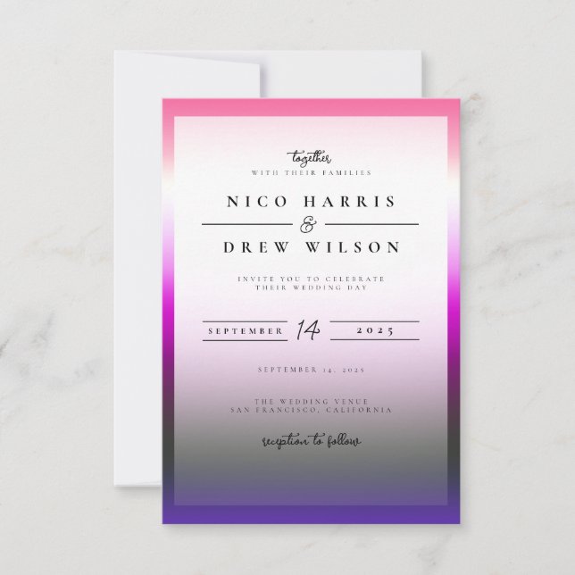 Elegant Genderfluid Pride Wedding  Invitation (Front)