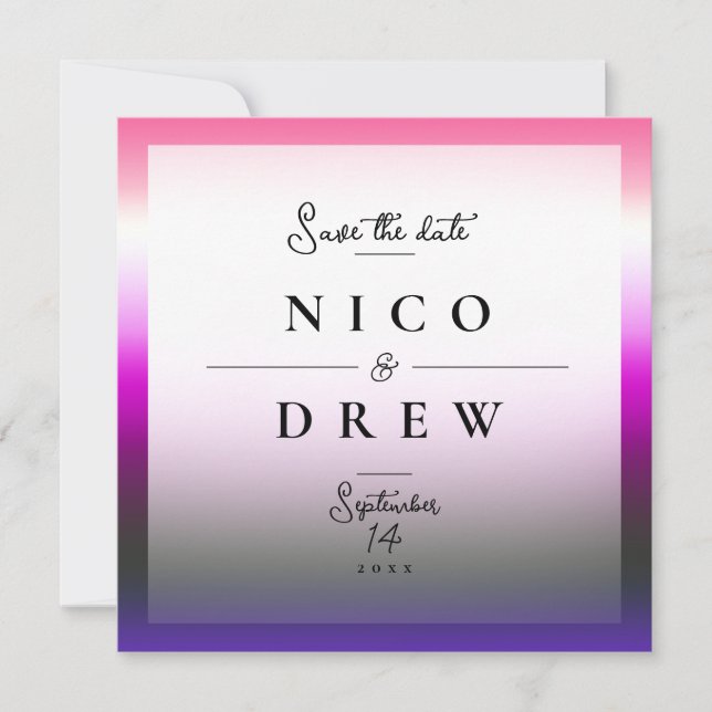 Elegant Genderfluid Pride Wedding  Save The Date (Front)