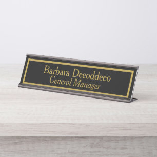 Elegant General Manager Black Desk Name Plate