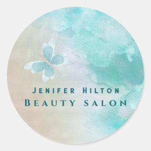 Elegant gentle boho watercolor butterfly   classic round sticker