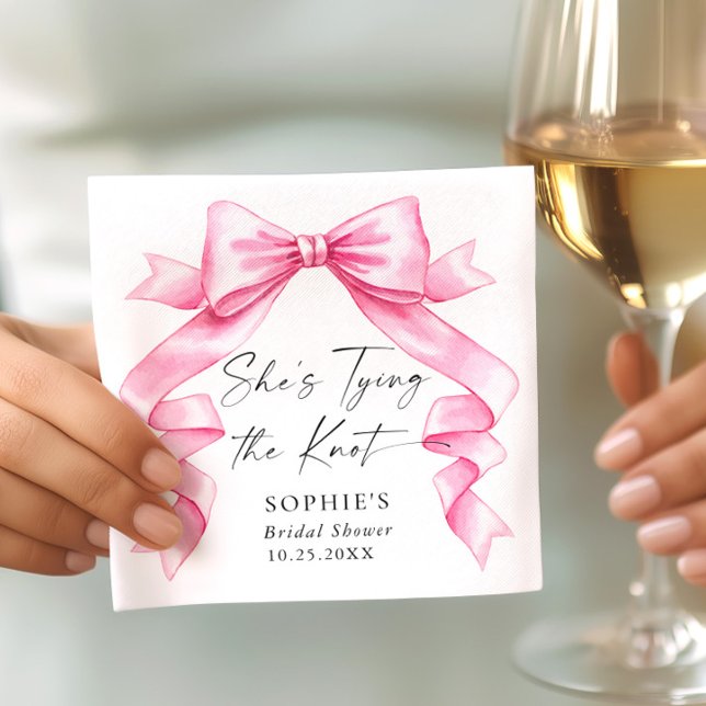 Elegant Gentle Pink Hand Drawn Bow Bridal Shower Napkins (Creator Uploaded)