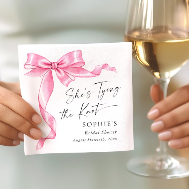 Elegant Gentle Pink Hand Drawn Bow Bridal Shower Napkins (Creator Uploaded)
