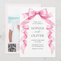 Elegant Gentle Pink Hand Drawn Bow Wedding