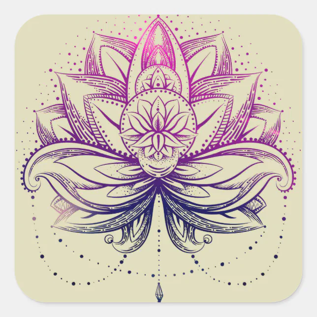 Elegant Gentle Purple Watercolor Lotus / Lily flo Square Sticker | Zazzle