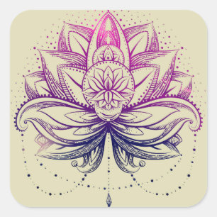 Elegant Gentle Purple Watercolor Lotus / Lily flo Square Sticker