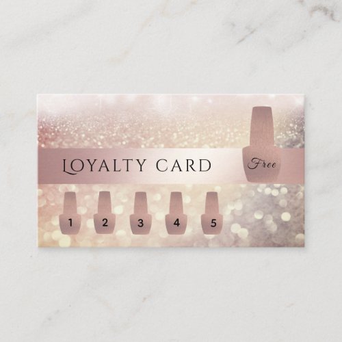 Elegant Gentle rose gold nail polish glittery Loyalty Card