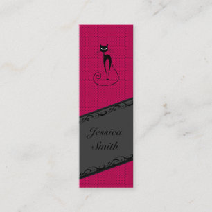 Elegant gentle stripes lace black cat personalized mini business card