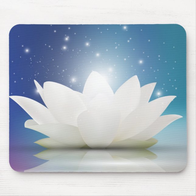 Elegant Gentle  White  Lotus / Lily flower Mouse Pad (Front)