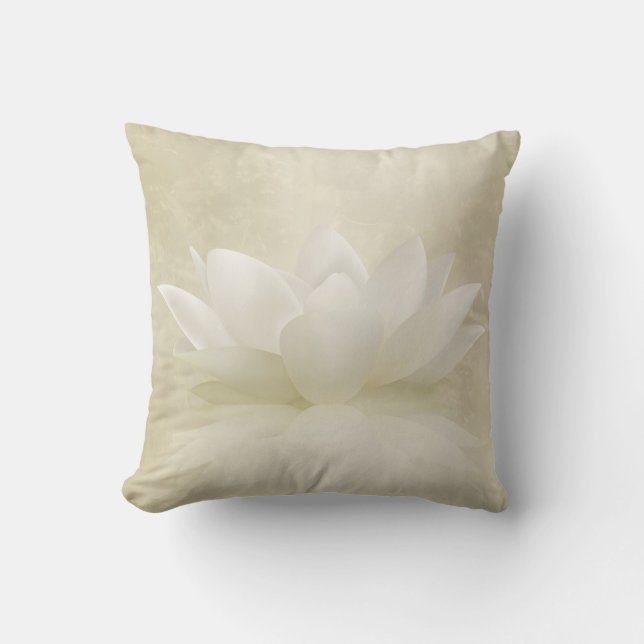 Elegant Gentle White  Lotus / Lily flower Throw Pillow (Front)