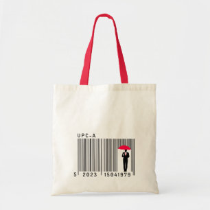 Elegant Gentleman Man Holding an Umbrella Barcode Tote Bag