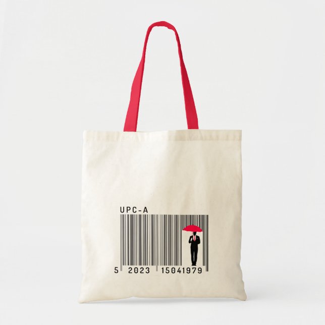 Elegant Gentleman Man Holding an Umbrella Barcode Tote Bag (Front)