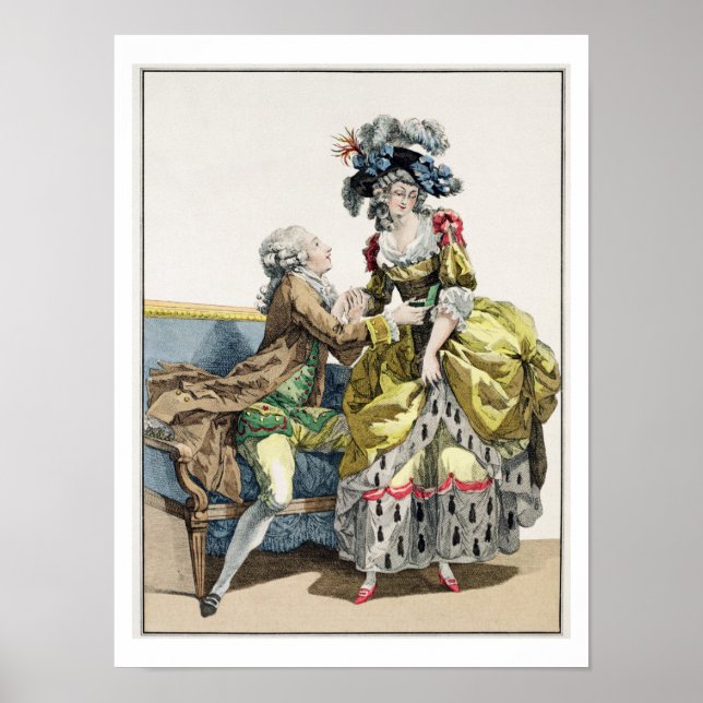 Elegant Gentleman Proposing to a Lady in a 'Margue Poster (Front)