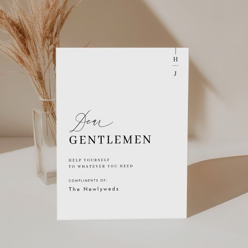 Elegant Gentlemen Wedding Bathroom Basket Sign