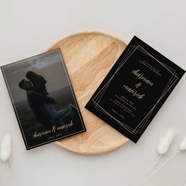 Elegant Geo Frame Photo Wedding Invitation (Creator Uploaded)