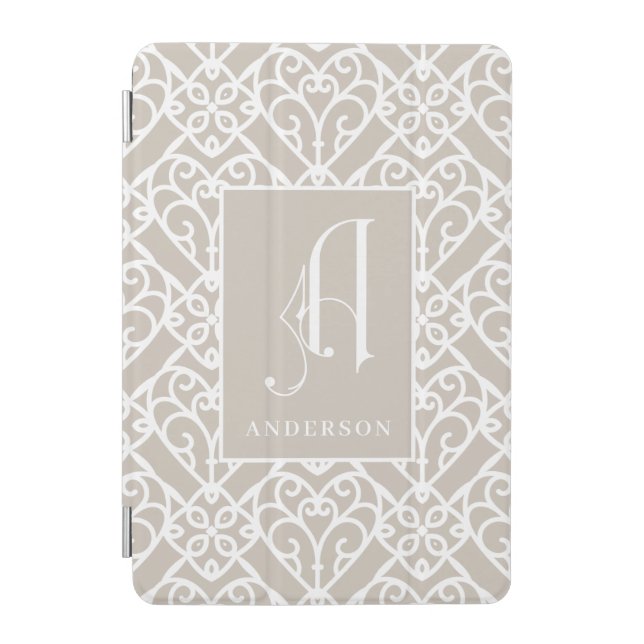 Elegant Geographic Pattern  Monogram, Last Name  iPad Mini Cover (Front)