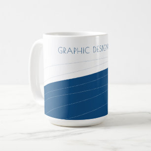 Elegant geometric abstract blue and white name coffee mug