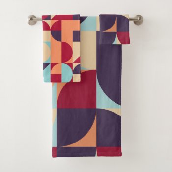 Elegant Geometric Abstract Design Bath Towel Set by escapefromreality at Zazzle