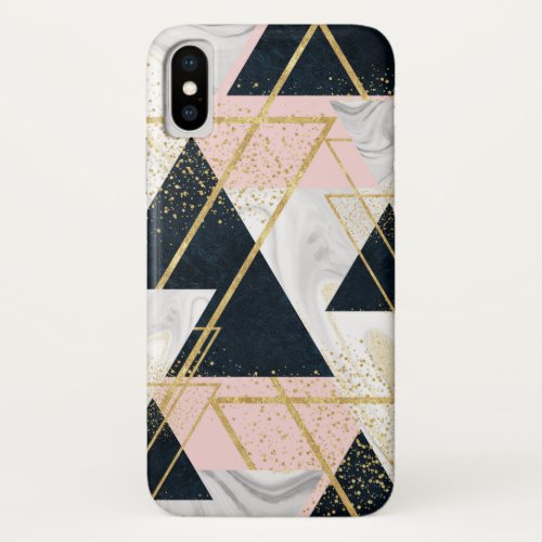 Elegant geometric and confetti golden design iPhone x case