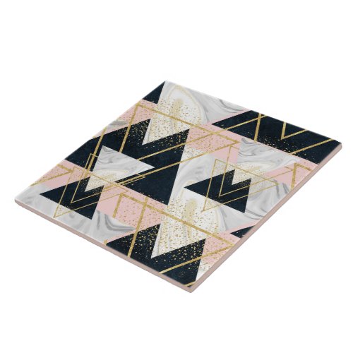 Elegant geometric and confetti golden design ceramic tile