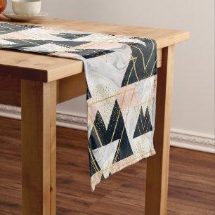 Elegant geometric and confetti golden design short table runner